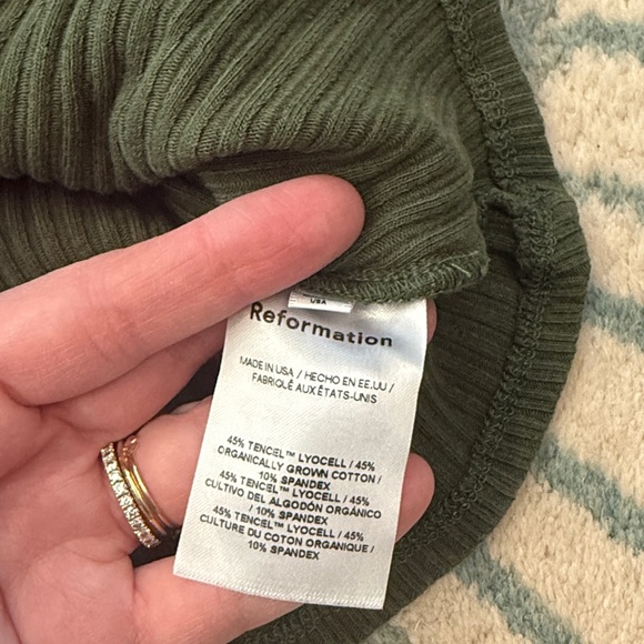Reformation Forest Green Ribbed Long Sleeve Top - Picture 4 of 4